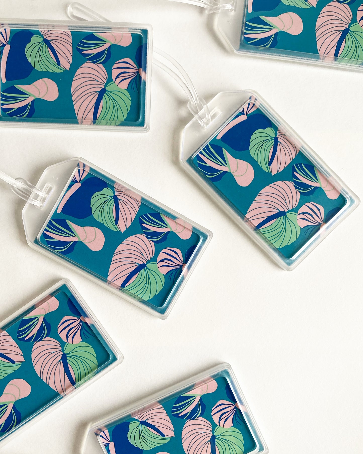 Blue Anthurium Luggage Tag