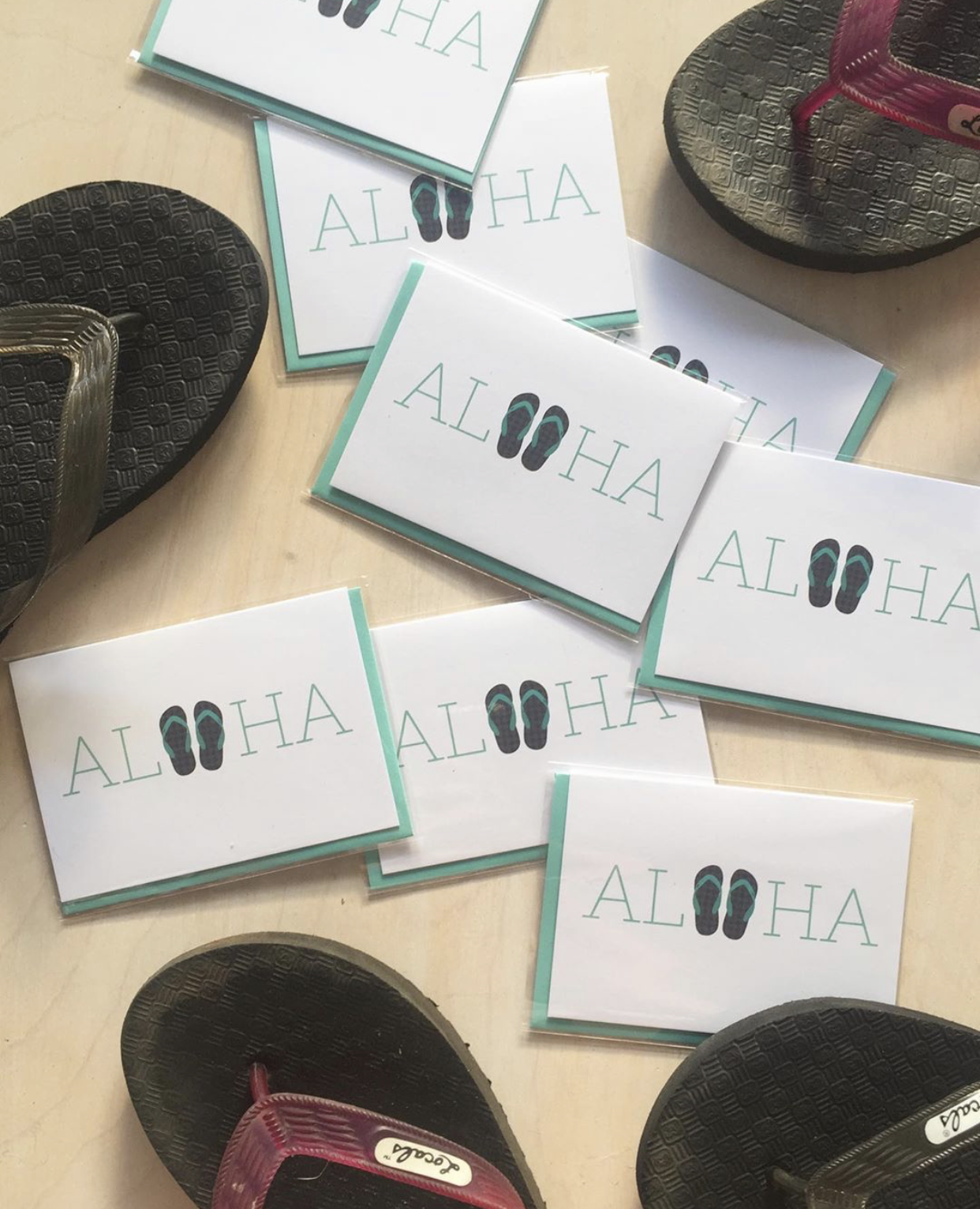 Aloha Slippers Notecard