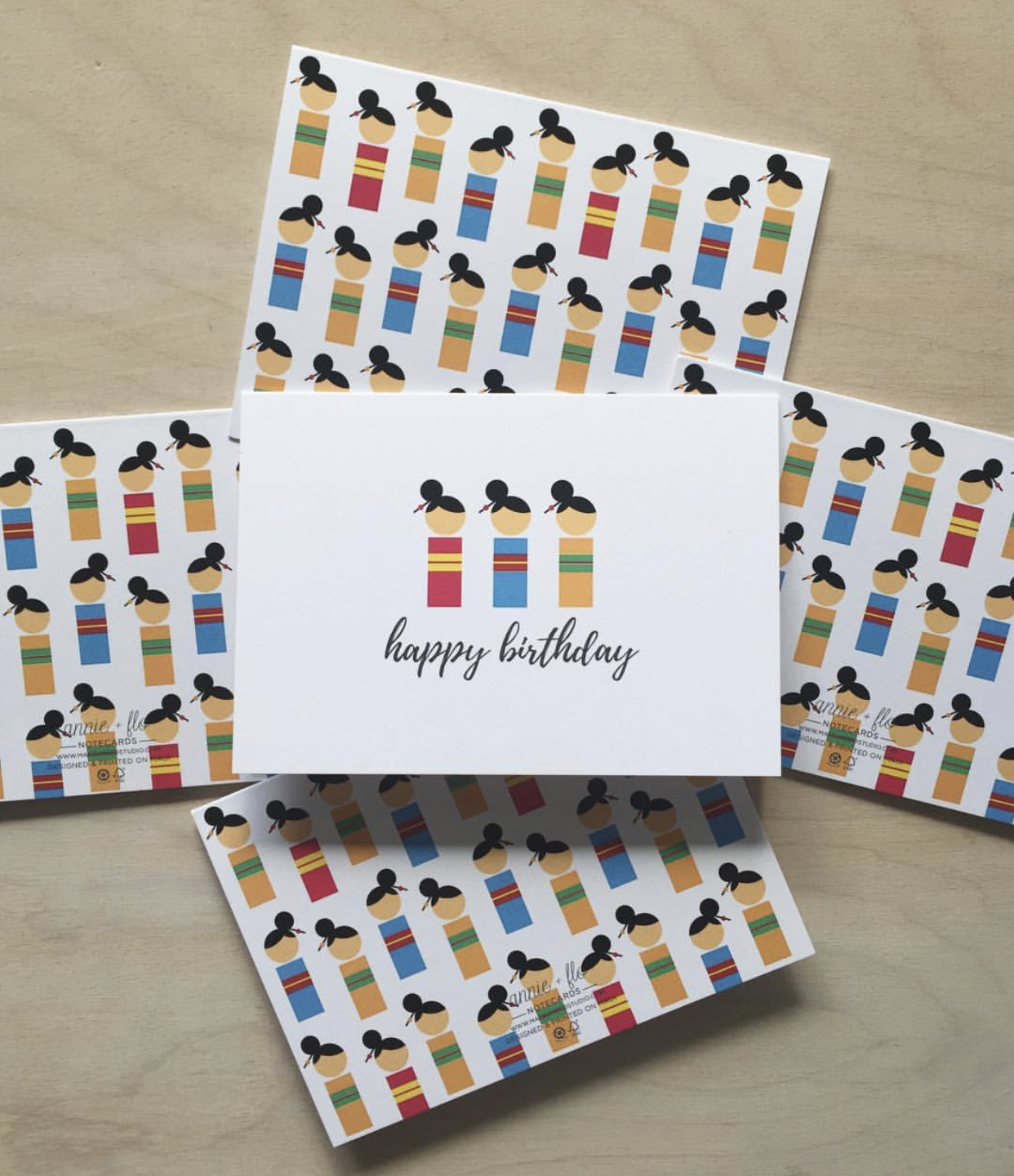 Kokeshi Happy Birthday Notecard